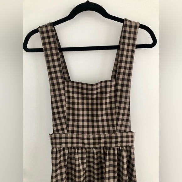 Urban Outfitters Brown Checkered Pinafore Midi Dress - Picture 2 of 9